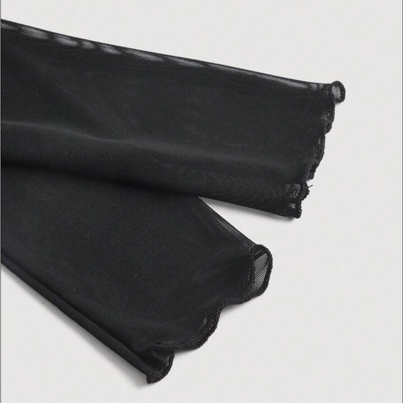 Asymmetrical Neck Ruched Ruffle Hem Mesh Dress - Picture 5 of 5